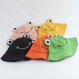 Parent-Kid Frog Bucket Hat Panama Fishing Hat Cartoon Cute Hats For Women Men Bob Chapeau Outdoor Sun Fisherman Caps (Color: Orange)