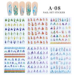 6PCS a Bag New Decoration Nail Stickers Ins Colorful 3D Floral Butterfly Laser Design DIY Adhesive Nail Sticker (Kinds: A-08)