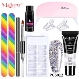 Nail Set Polish Products Set Manicure Cuticle Pusher Tips Finger Extend Mold Glue Poly Nail Accessories Art Brush Tool Kit (Type: M-ZH19-24)