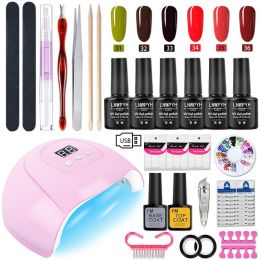 Manicure Set Poly Nail Gel Kit Professional Nail Set With Nail Lamp Acrylic Extension Gel Nail Polish All For Nail Gel Tools Kit (Color: S039-X4-(31-36))