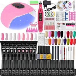 Manicure Set Poly Nail Gel Kit Professional Nail Set With Nail Lamp Acrylic Extension Gel Nail Polish All For Nail Gel Tools Kit (Color: S19 20 fixed color)