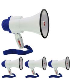 5 Core Megaphone Bullhorn Cheer Horn Mic Recording Siren Blow Horn Hand Held Mega Phone Loudhailer 8R (white: 4Pcs 8R)