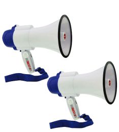 5 Core Megaphone Bullhorn Cheer Horn Mic Recording Siren Blow Horn Hand Held Mega Phone Loudhailer 8R (white: 2Pcs 8R)