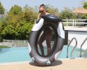 PVC inflatable with net floating row lounger whale ride strawberry modeling swimming ring